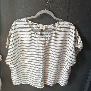 CAbi Black and White Striped Blouse